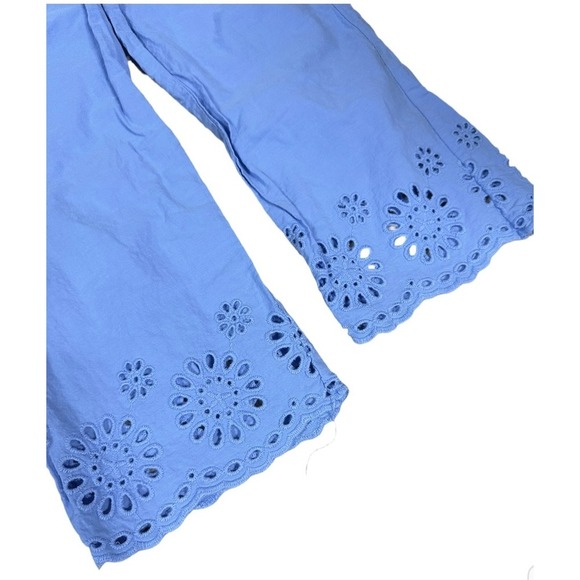 Zara Girls Floral Capri Eyelet Pants Size 6 Little Kids Powder Blue NWOT - Picture 2 of 5